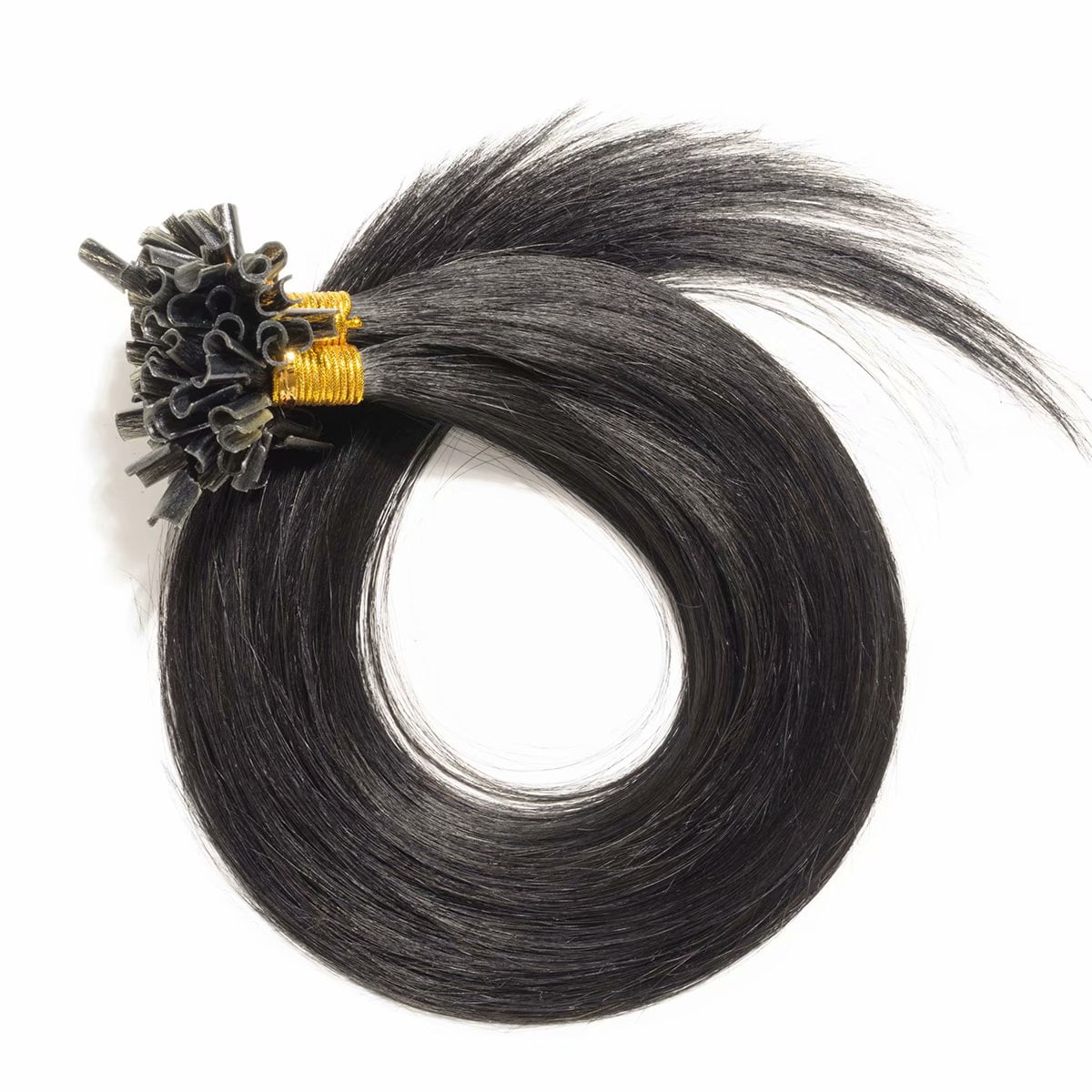 MY-LADY 100S Nail U Tip Fusion 100% Remy Human Hair Extensions Keratin Pre Bonded Hairpiece Straight 0.5g/s, #01 Jet Black, 20inch