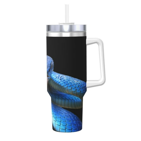 

KLL Blue Viper Snake Print 40oz Stainless Steel Insulated Car Cup Coffee Mug with Spillproof Lid - Keep Your Drink Hot or Cold on the Go