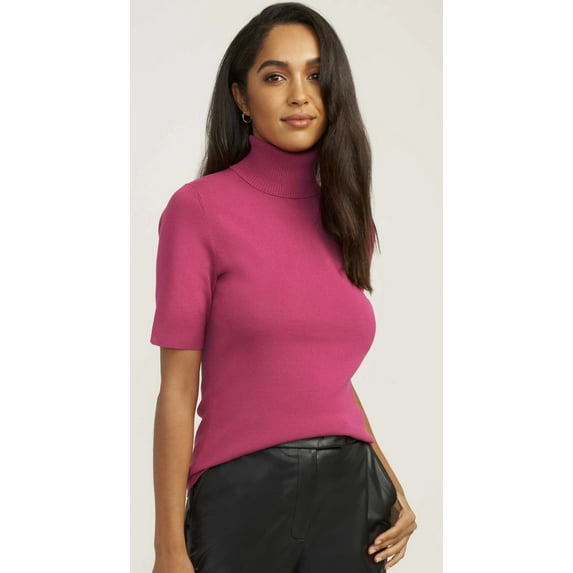 Anne Klein ELDERBERRY Women's Half Sleeve Turtleneck Sweater, US X-Large