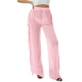 thumbnail image 6 of Douhoow Women See Through Sheer Mesh Loose Pants Bikini Bottom Cover Up High Waist Wide Leg Pants, 6 of 7