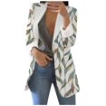 thumbnail image 3 of Women's Printed Suit Cardigan Coat, Fashion Casual Long Sleeve Loose Comfortable Open Front Blazer for Daily Wear and Office Outfits, in Green, Size M, 3 of 5
