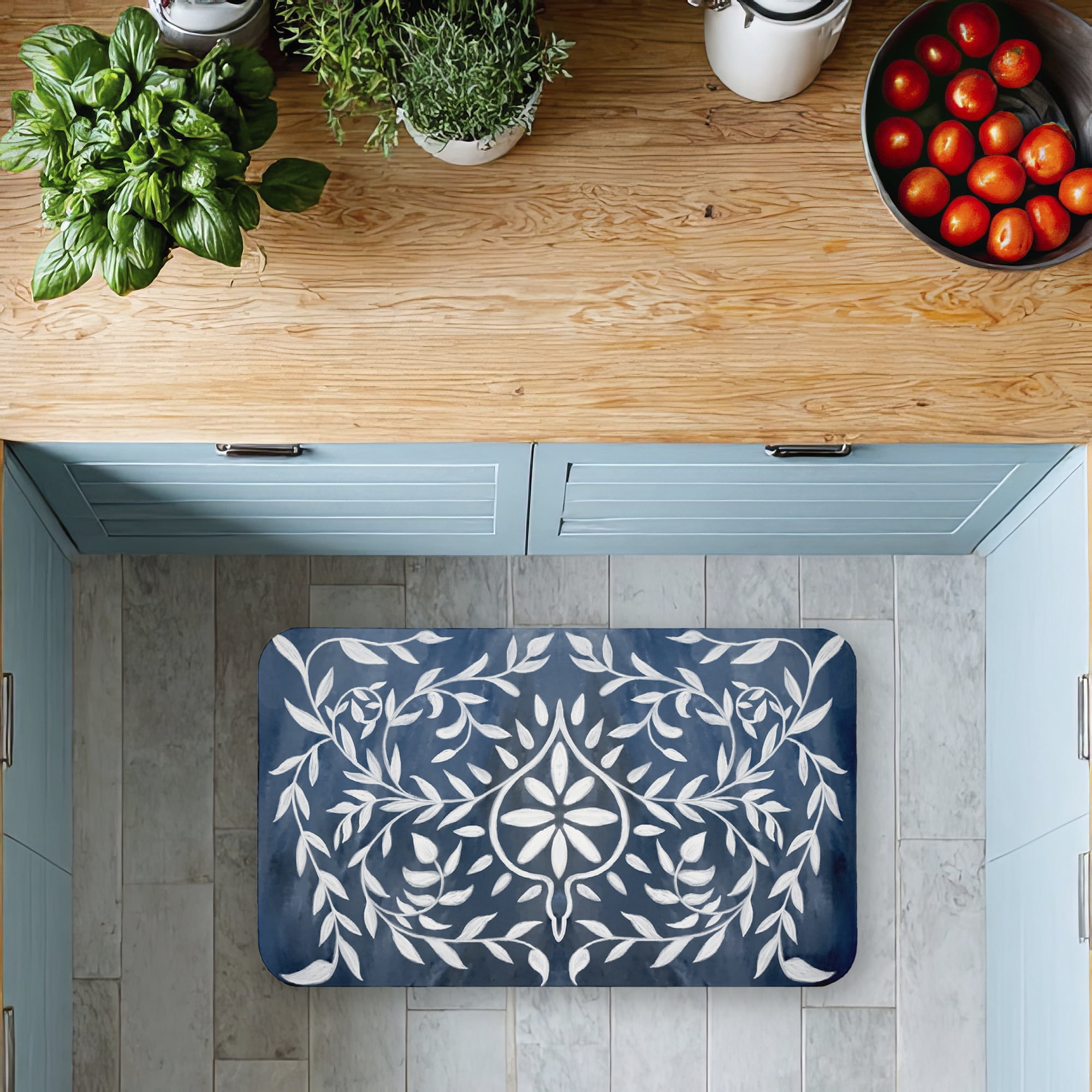 Stupell Industries Symmetrical Botanical Leaves Printed Anti-Fatigue Floor Mat, design by Ziwei Li