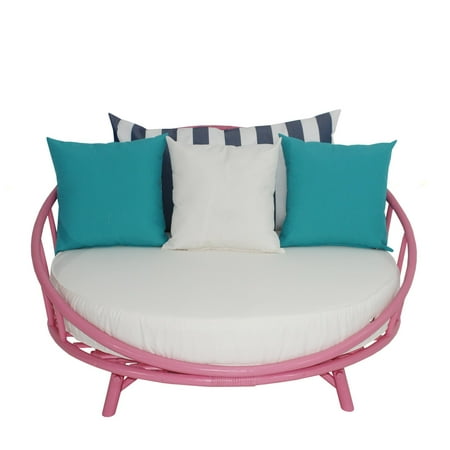 Statra Bamboo Round Accent Sofa Chair With Cushion And Throw