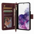 thumbnail image 5 of Galaxy S21 Wallet Case, Dteck Soft Leather Zipper Wallet Case Magnetic Buckle Horizontal Flip Cover with 5 Card Slots/Photo Pocks for Samsung Galaxy S21, Winered, 5 of 6