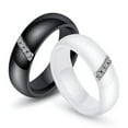 thumbnail image 2 of 6mm Black/White Ceramic Wedding CZ Band Men's Women's Engagement Ring Size 6-10, 2 of 6