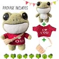thumbnail image 5 of Rana verde de pie de 11,8 pulgadas, peluche de almohada, muñeco de peluche corto, peluche suave con suéter y mochila para niños, 5 of 5