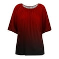 thumbnail image 2 of Fnooota Women's Plus Size T-shirts, Short Sleeve Pullover Pleated Front Loose Fit Summer Tops Red Size 4XL, 2 of 4