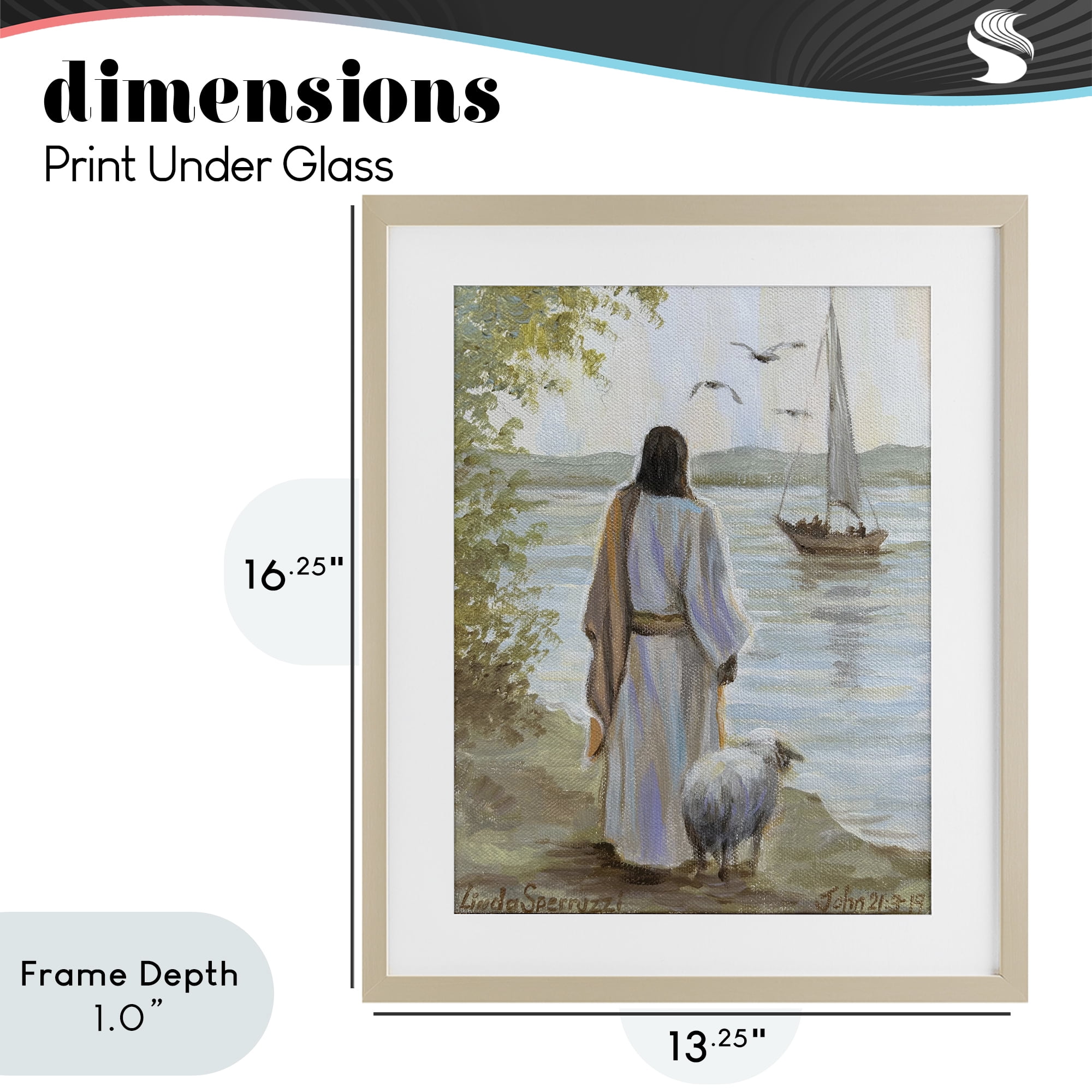 Stupell Industries Jesus Waiting Ashore Birch Framed Print Under Glass, design by Linda Sperruzzi
