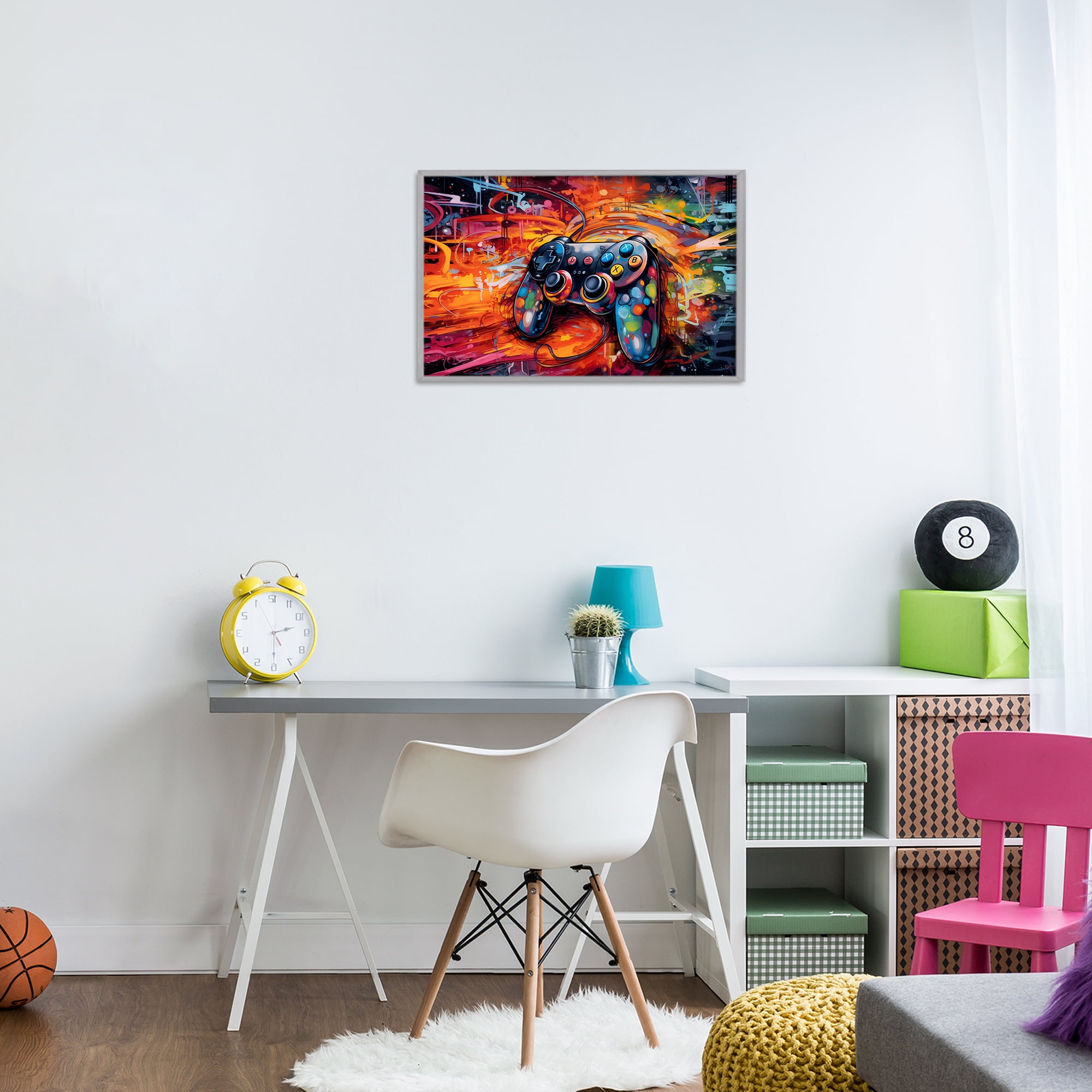 Stupell Industries Gaming Swirl Controller Energy Gray Framed Giclee Art, design by Creative Studio