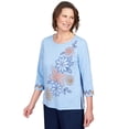 thumbnail image 3 of Alfred Dunner Womens Floral Embroidery Flutter Sleeve Top, 3 of 6
