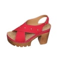 thumbnail image 2 of Platforms Heeled Sandals for Women Open Toe Ankle Strap Summer Dressy Sandals Chunky Block Heel Solid Color Comfort Vintage Trendy Dressy Non Slip Breathable Walking Casual Shoes, 2 of 6