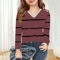 thumbnail image 5 of ShomPort Long Sleeved T-Shirt for Toddler Children Striped V-Neck Undershirt Lightweight Loose Tops Trendy Breathable Tees, 5 of 7