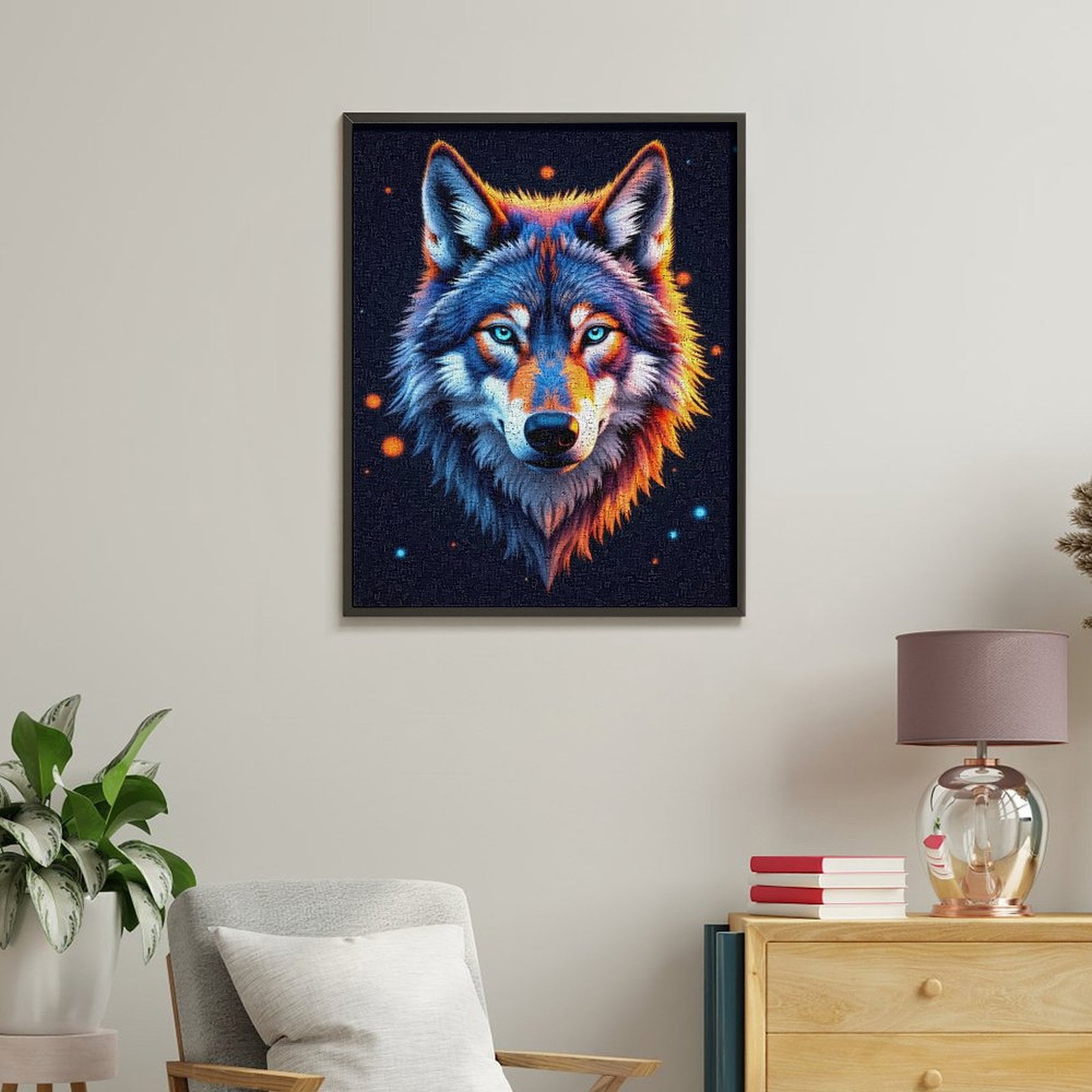 Paint By Numbers Kit for Adults Beginner - DIY Vibrant Wolf Art Neon Glow Canvas Painting Kits for Adults, Frameless Paint By Number for Adults for Home Wall Decor 16x20 Inch