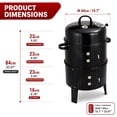 thumbnail image 5 of AuraLane 33.07" Vertical Steel Charcoal Grill,3-in-1 Double Layer Bbq Smoker for Parties,Camping,Backyard,Outdoor Cooking,Black, 5 of 9