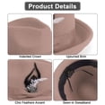 thumbnail image 4 of BadPiggies Elegant Fedora Hats for Men Women Short Brim Roll Up Cowboy Felt Hat with Feathers (Khaki), 4 of 8