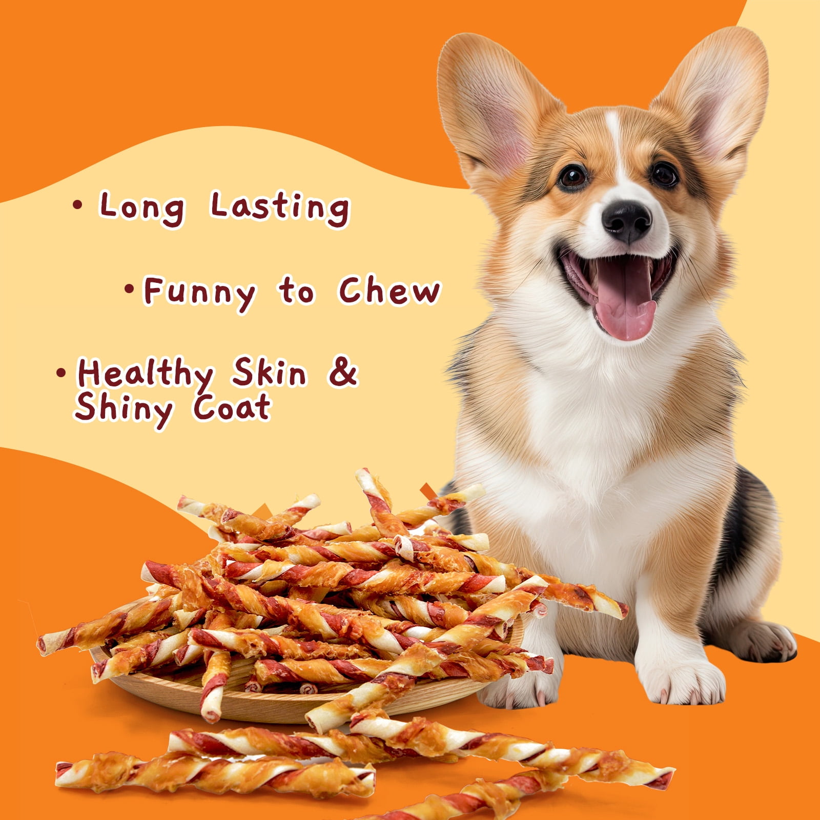 (2 pack) Jungle Calling Dog Treats, Rawhide Chicken Sticks, Chicken Flavor, Rawhide Chews for All Dogs
