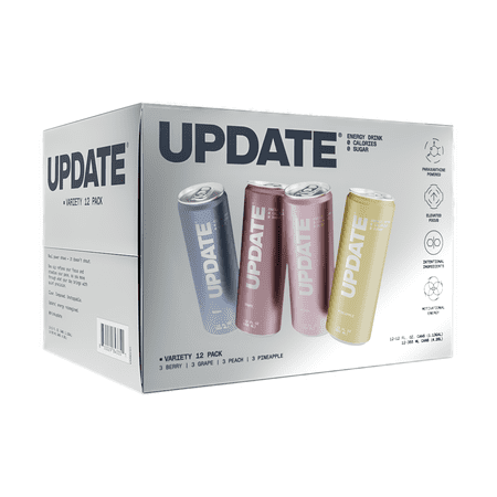 UPDATE Energy Drink, Caffeine Free, Zero Sugar, Variety 12-Pack, 12 fl oz, No Crash, Paraxanthine Powered