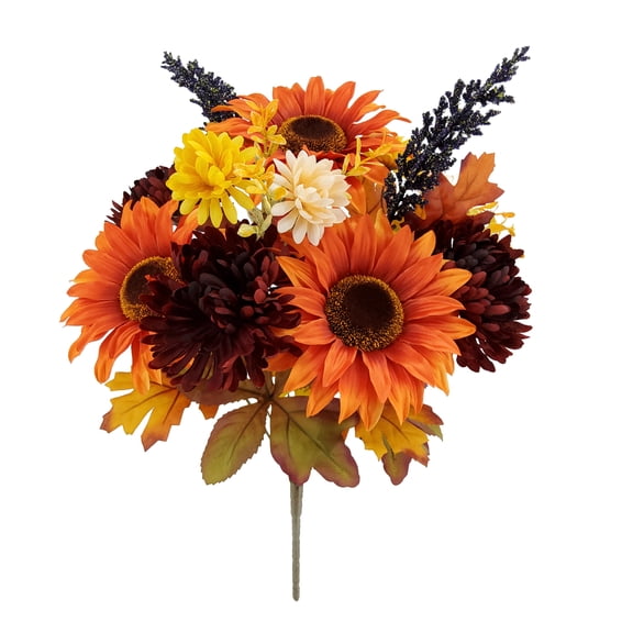 Mainstays 18.5" Indoor Artificial Sunflower and Mum Bouquet, Orange Color