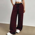 thumbnail image 6 of Byworldtasic No Boundarie Women's Plaid Checkered Pants Pajama Pants Lounge Wide Leg Baggy Sweatpants with Pockets, 6 of 9