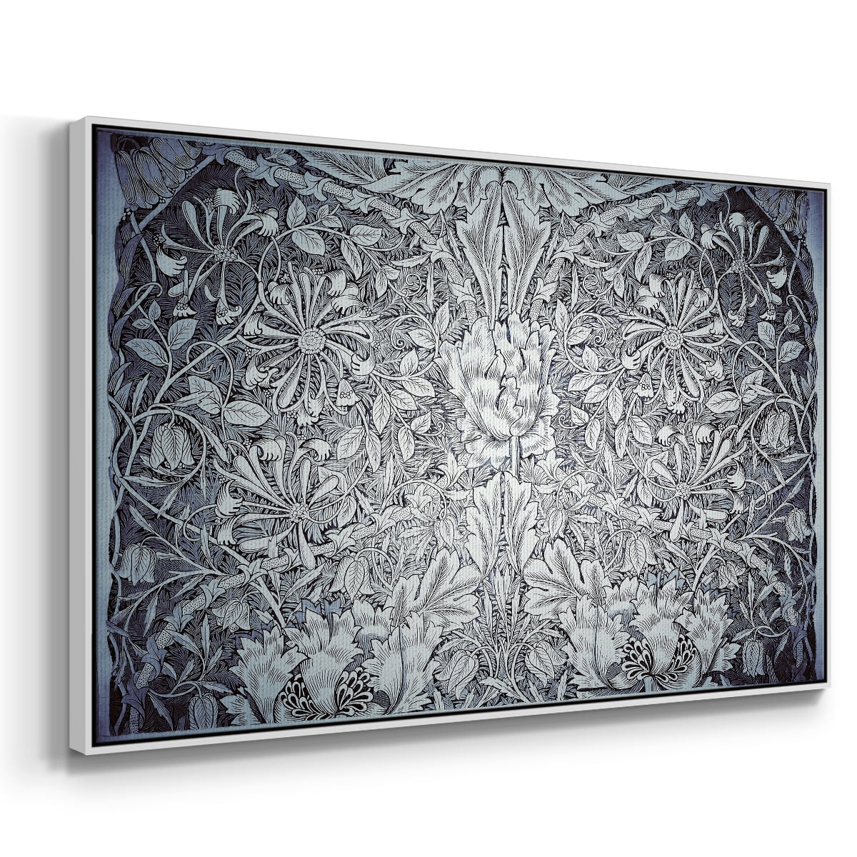 Vintage Abstract Print-LV Framed in White Wood Gallery Wrapped Canvas 25 in. x 37 in.