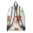 thumbnail image 3 of Highland Cow and Flower Print Backpack for School, Cute School Bag with Adjustable Shoulder Straps and Padded Back, 15.7"x11.8"x5.5", 3 of 5