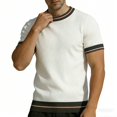 thumbnail image 5 of Ringer Tee Men Summer Fashion Ribbed Knit Crew Neck Short Sleeve Mens T-Shirts Casual Tops, 5 of 8