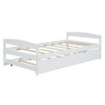thumbnail image 6 of Twin Sturdy Construction Platform Bed Mattress Foundation with Twin Size Trundle, Bed Frame Storage Bed w/ Wooden Slats for Boy Girl, No Box Spring Needed, Easy Assembly, 6 of 9