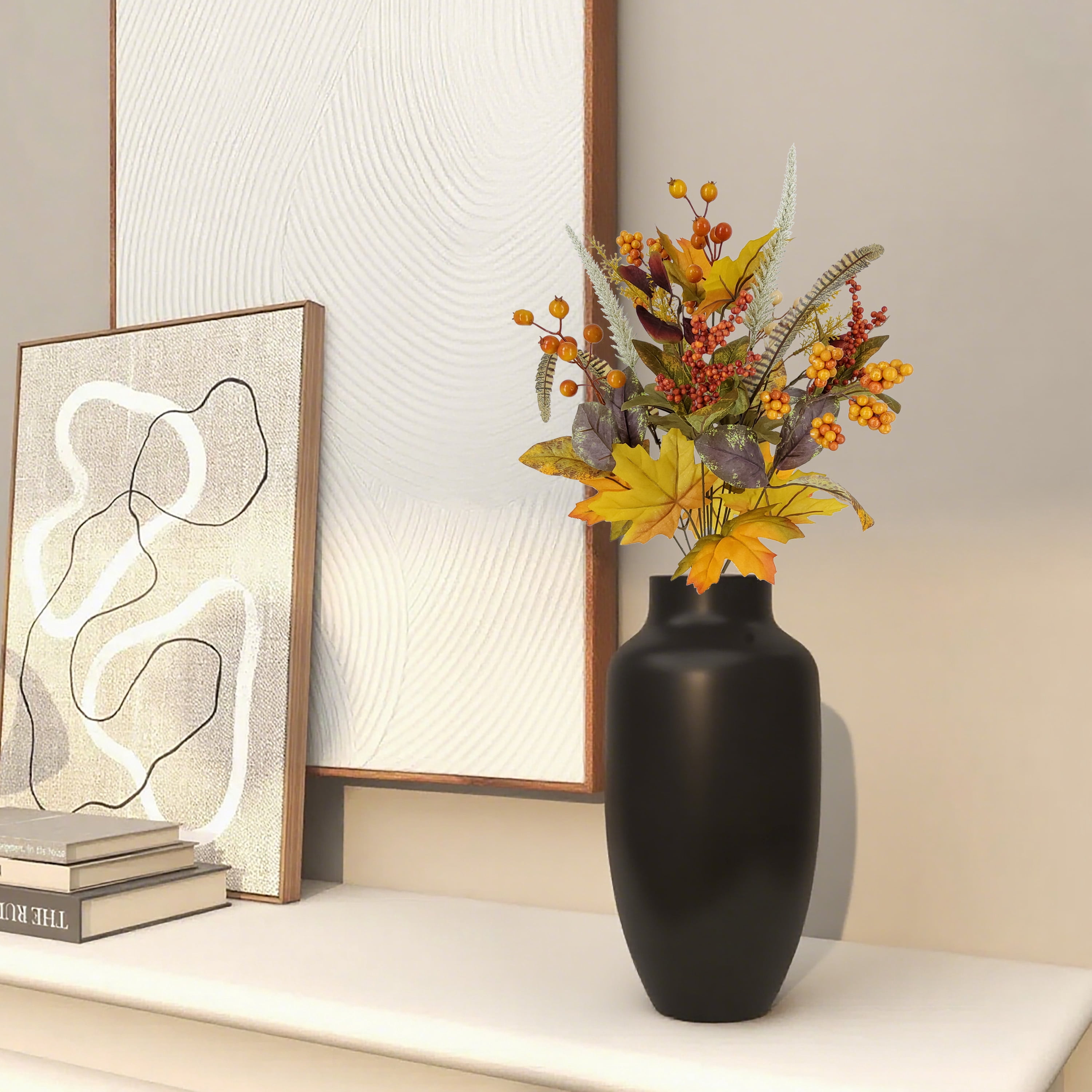 Mainstays 21 in Indoor Orange Artificial Berry and Leaves Bouquet