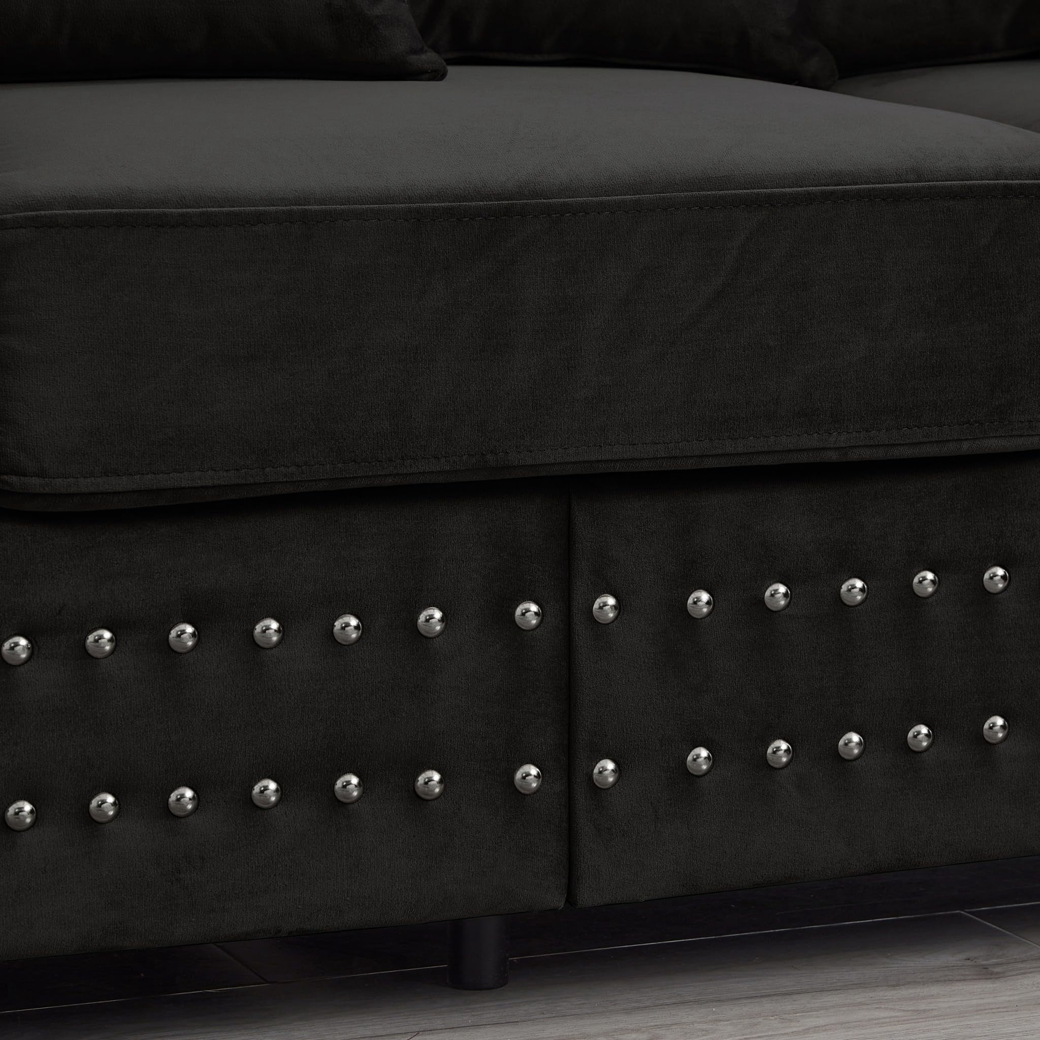 Eyisean 61" Velvet Modern Loveseat Sofa for Living Room, 2-Seater Upholstered Tufted Couch with Nailhead Arms & Pillow, Removable/Washable Cushion, Cloud Couch with Storage Space