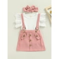 thumbnail image 5 of Douhoow Toddlers Girls Flying Sleeve Round Neck T-Shirt + Suspender Strap Skirt 2 Piece Outfits, 5 of 9