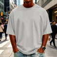 thumbnail image 3 of Agkizg Men Crew Neck T Shirts, Short Sleeve Solid Loose Drop Shoulder Casual Tops Soft Basic Tees for Daily Outdoor Summer Everyday Wear, 3 of 6