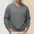 thumbnail image 2 of Atkumj Mens V Neck Sweatshirts Fall Fashion Solid Color Pullover Top Casual Comfy Relaxed Long Sleeve Sweatshirts S, 2 of 7