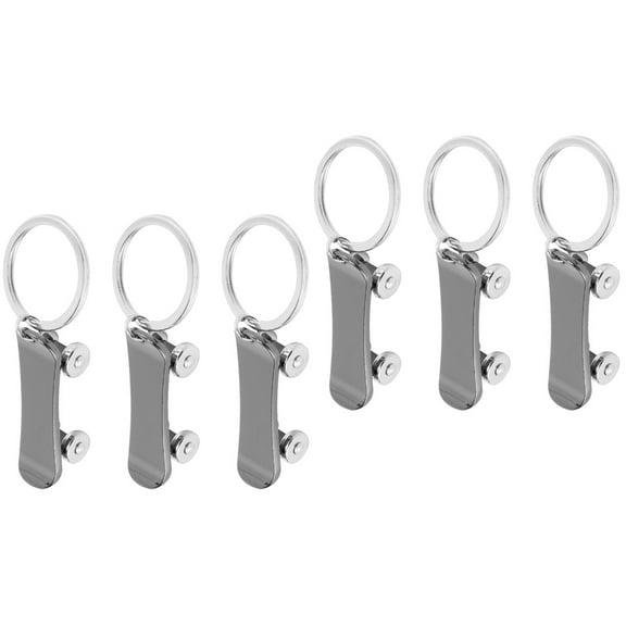 MLINS 6 pcs  Durable Zinc Alloy Skateboard shaped Key Chains Key Holders (Black)