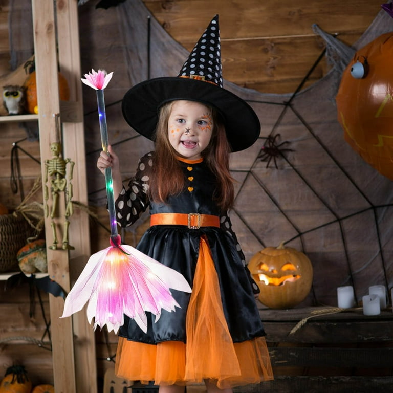 Tuscom Foldable Halloween Witch Broomstick with Ribbon Handle