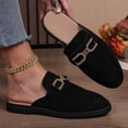 thumbnail image 5 of Pandaie Penny Loafers for Women Comfortable Slip on Suede Loafer Mules Closed Toe Backless Slides Business Casual Dress Flats Shoes Black Size 6.5, 5 of 9