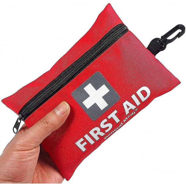 Mini botiquín de primeros auxilios, botiquín de primeros auxilios pequeño de 92 piezas - Incluye manta de aluminio de emergencia, tijeras para viajes, hogar, oficina, vehículo, campamento, lugar de tr Feliz Sencillez