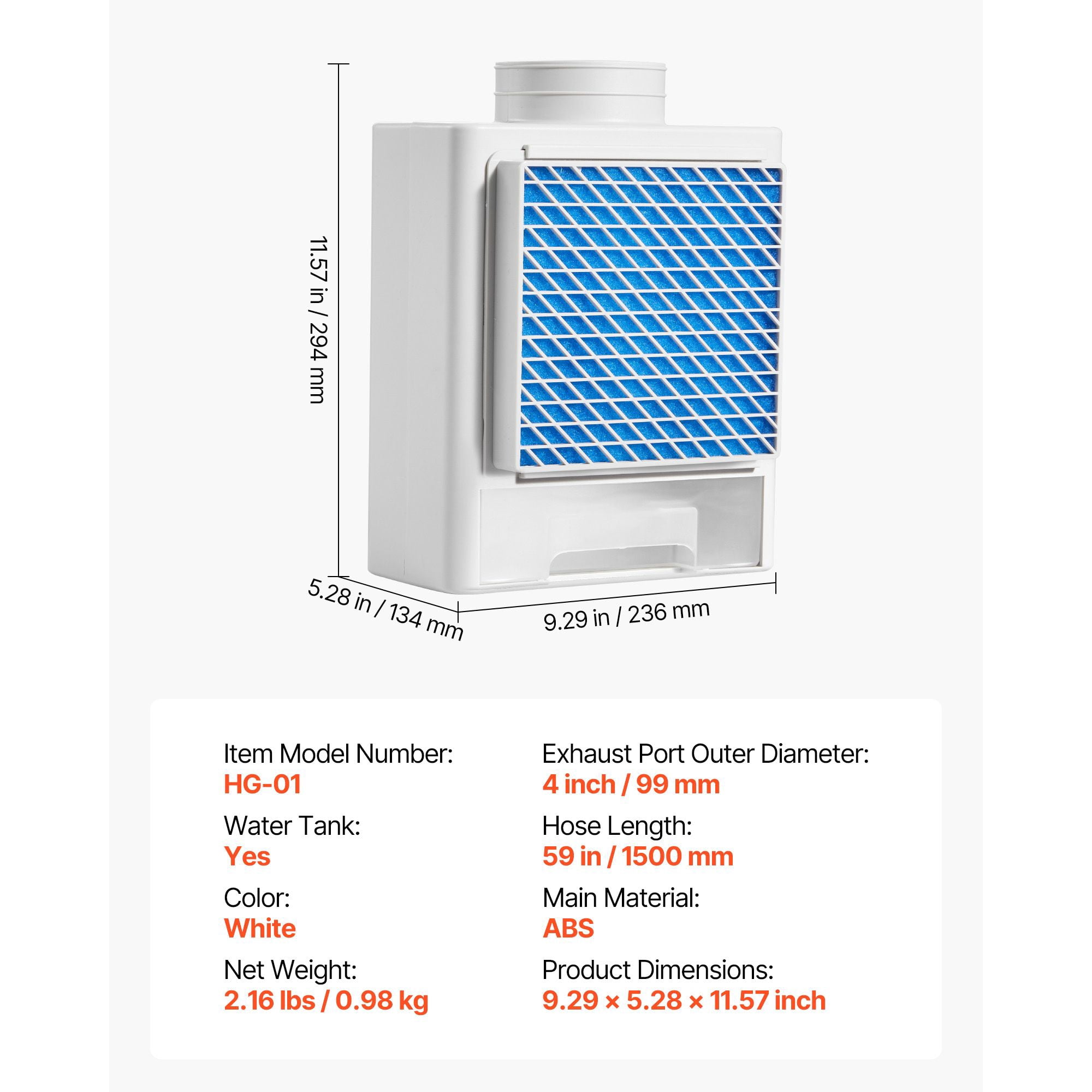 Indoor Dryer Vent Kit with Water Filter Box, 4-Layer Filtration, Auto-Opening Vent Hood, Tool-Free Detachable Mesh, 4 Replacement Pads for 4 Inch Hoses