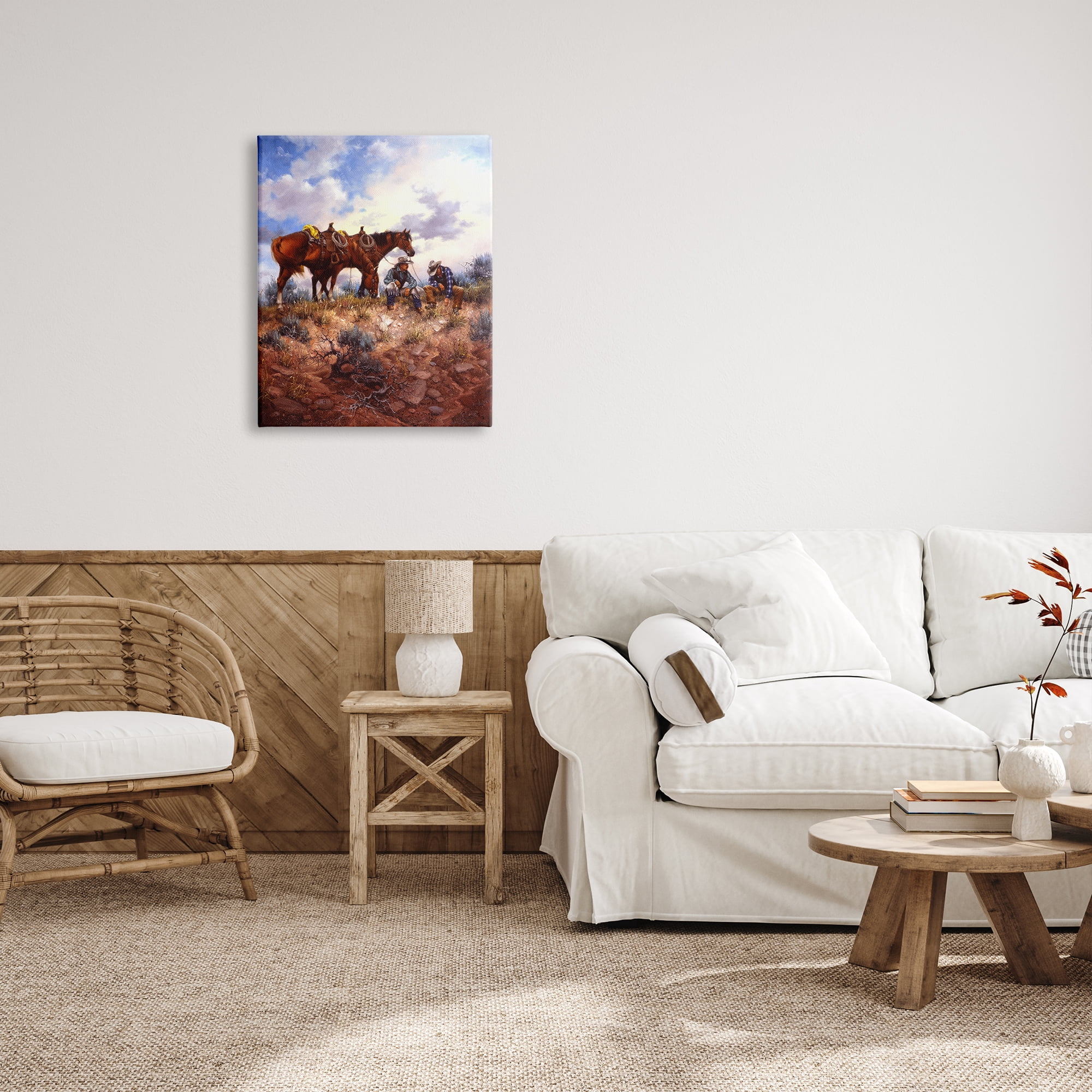 Stupell Industries Cowboys & Horses Landscape Animals & Insects Painting Gallery Wrapped Canvas Print Wall Art, 24 x 30