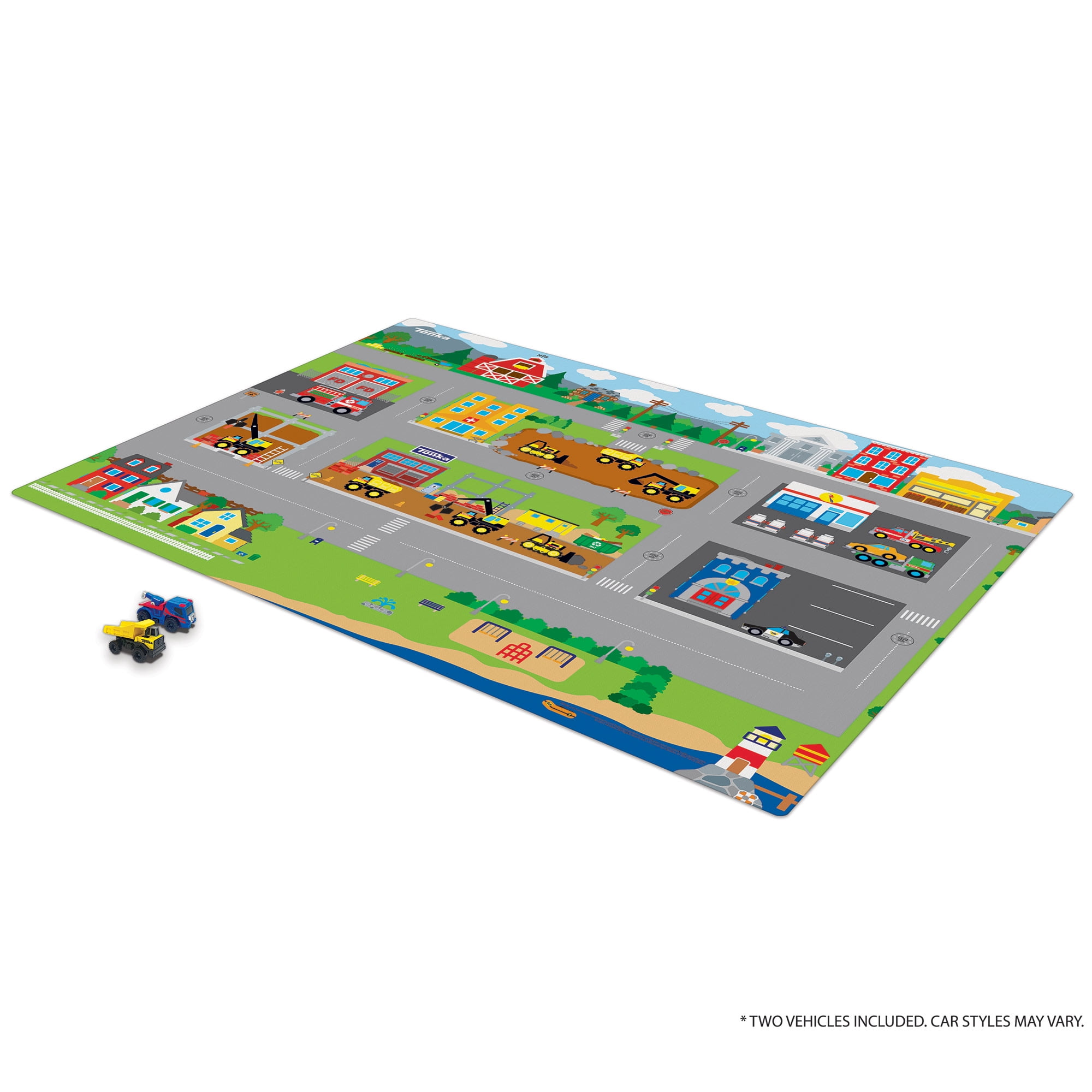 Imaginmat: Jumbo - Tonka - Floor Playmat & 2 Toy Cars, 47 x 61", 2 Character Vehicles, Durable EVA Foam Mat, Portable Design, Licensed, Kids Ages 3+