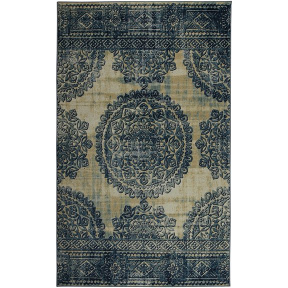 Mohawk Home Prismatic Tumul Blue Transitional Ornamental Oriental Precision Printed Area Rug, 5'x8', Blue