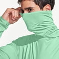 thumbnail image 5 of Men's UPF 50+ Sun Protection Long Sleeve Hooded Shirt with Mask for Spring Fall Hiking Fishing Outdoor,Light Green,2XL, 5 of 8