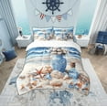 thumbnail image 2 of Erosebridal Oil Painting Beach Bedding Sets Twin Size, Coatal Starfish Seashell Wishing Bottle Comforter Sets with Sheets, Reversible 7-Piece, 2 of 4