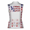 thumbnail image 3 of Custom Name America Argyle Swing Swear Repeat Women Sleeveless Polo XS-4XL, 3 of 5