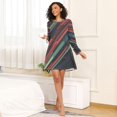 thumbnail image 4 of FORMRS Womens Long Sleeve Nightgowns Crew Neck Sleep Shirt Soft Pajamas Sizes S-3XL, Red Abstract Lines, 4 of 8