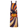 thumbnail image 6 of LNZGNM Halloween Womens Jumpsuit Sunburst Pumpkin Printed Square Neck Sleeveless Wide Leg Jumpsuit with Side Pockets and Button Straps,Yellow (XL), 6 of 6
