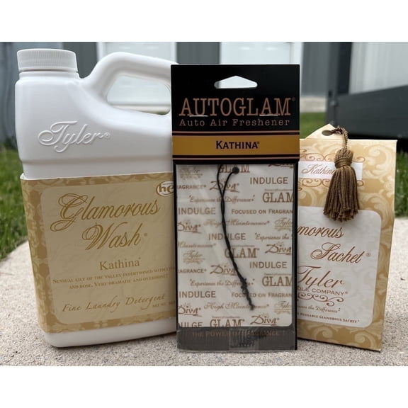 Tyler Candle Company Kathina Scented Bundle Pack, 32 oz Glamorous Wash, AutoGlam & Sachets