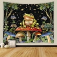thumbnail image 3 of Funny Frog Mushroom Tapestry Boho Night Starry Star Floral Sage Green Leaves Forest Botanical Plant Rustic Tapestries Wall Hanging for Bedroom Living Room Dorm Background Cloth, 3 of 10