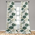 thumbnail image 2 of Jungle Boho Window Curtains, Simple Design Hibiscus and Rose Flowers with Leaves Greenery Art, Lightweight Decor 2-Panel Set with Rod Pocket, Pair of - 28"x84", Hunter Green Slate Brown, by Ambesonne, 2 of 3