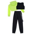 thumbnail image 4 of Zaldita Girls Hip Hop Jazz Street Dance Clothes 3 Piece Outfit Crop Hoodie Tank Top Jogger Pants Set Mint Green 6, 4 of 7