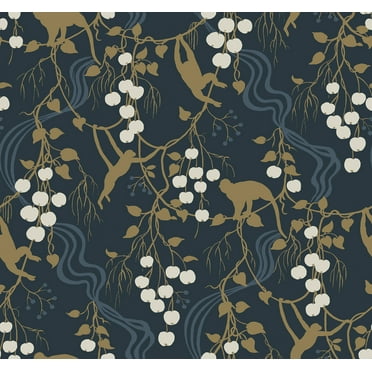 A-Street Prints Linden Navy Jungle Canopy Wallpaper